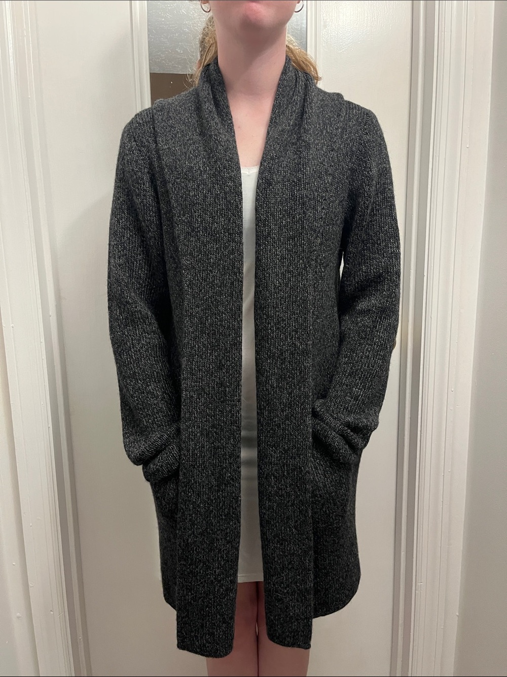 Dark Charcoal Long Knit Cardigan